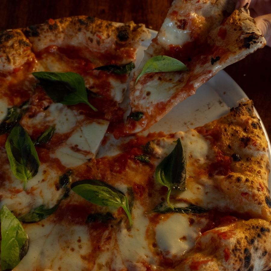 Margherita pizza slice